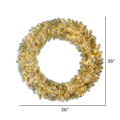 Vickerman 36" Champagne Artificial Christmas Wreath Warm White LED 3MM 8 Function Lights