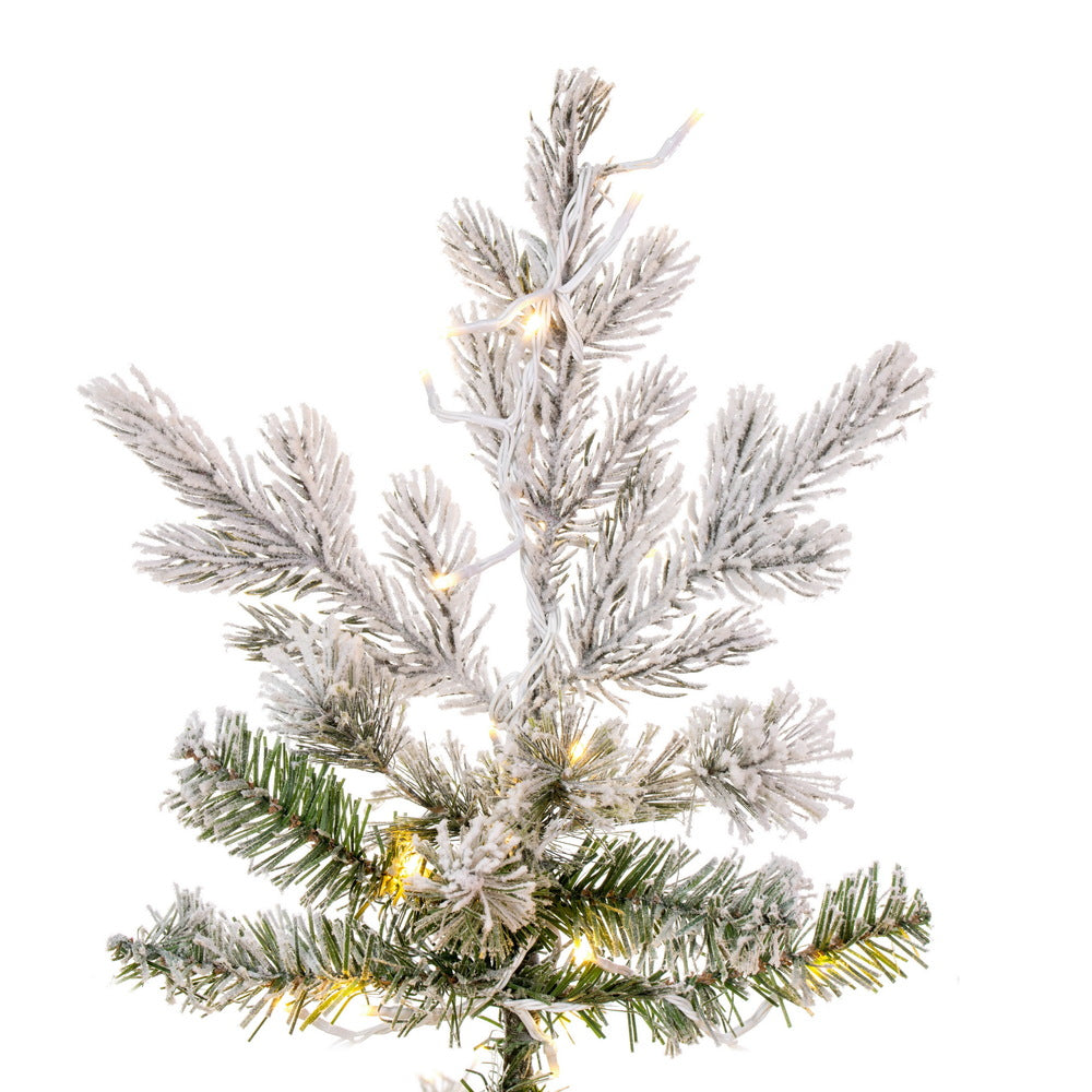 Vickerman 7.5' x 45" Flocked Slim Kiana Artificial Christmas Tree 3mm LED Color Changing Lights