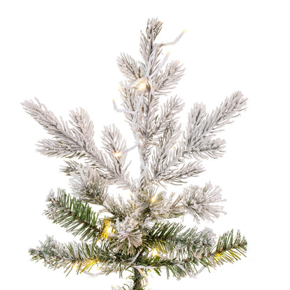 Vickerman 7.5' x 45" Flocked Slim Kiana Artificial Christmas Tree 3mm LED Color Changing Lights