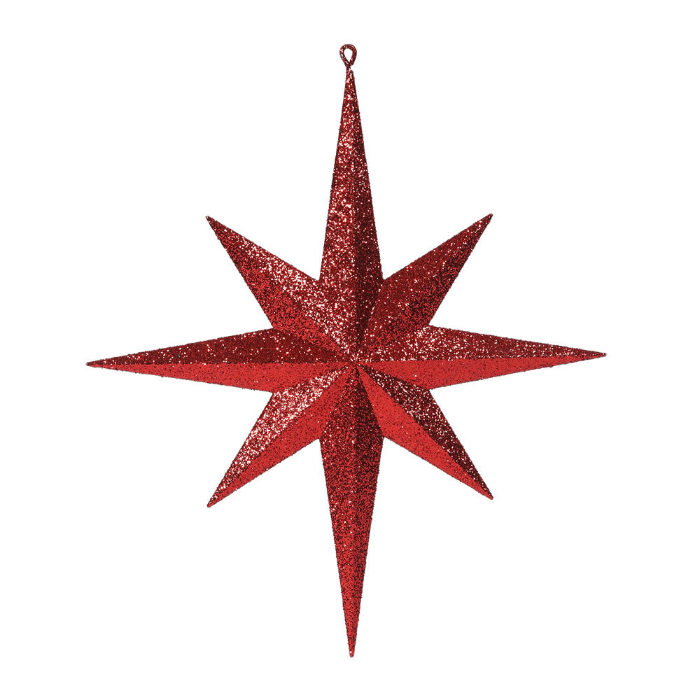 Vickerman 15.75" Red Iridescent Glitter Bethlehem Star Christmas Ornament