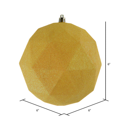 Vickerman 6" Yellow Glitter Geometric Ball Ornament 4 per bag