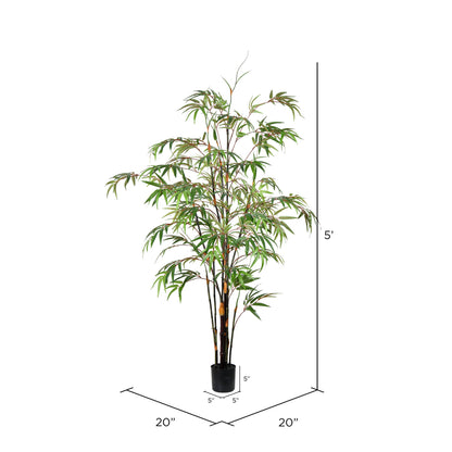 Vickerman 5' Artificial Potted Black Japanese Bamboo Tree.