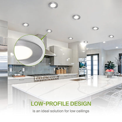ASD Lighting LED Recessed Mini Panel Round 3inch 6W 120V Triac 2700/3000/3500/4000/5000K Nickel UL Energy Star