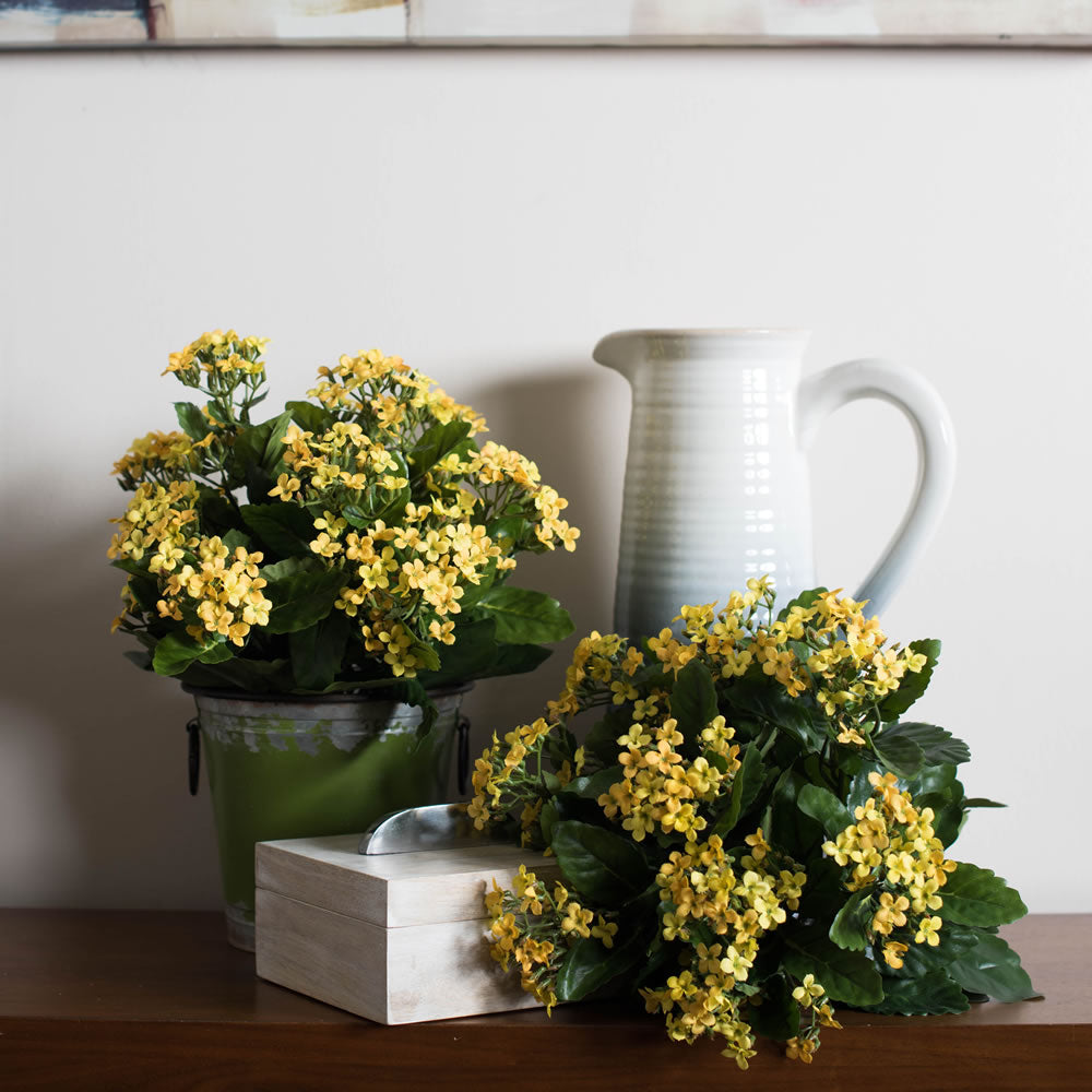 Vickerman 15" Artificial Yellow Kalanchoe Bush.