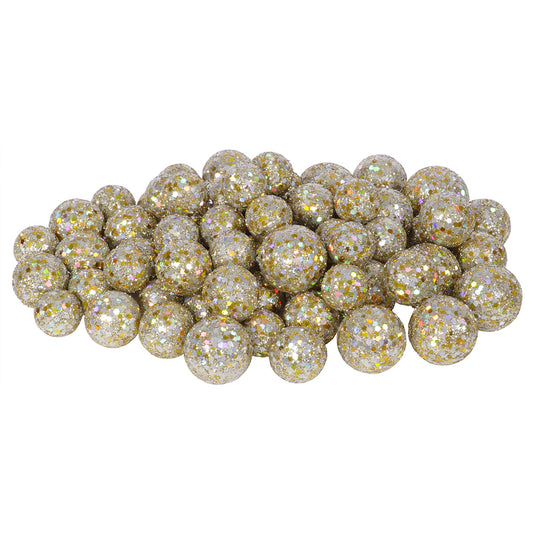 Vickerman 20MM/25MM/30MM Champagne Glitter Polystyrene Ball Christmas Ornament 72 per Bag