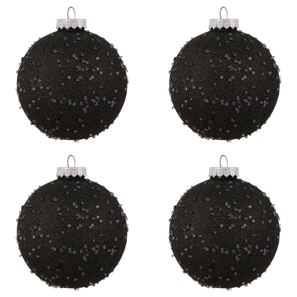 Vickerman 6" Gunmetal Ice Ball Ornament. This textured ornament has a rough and icy look with a hint of delicate sparkle. Incorporate these ornaments into your holiday design for added texture. Includes 4 pieces per pack. Made with shatterproof plastic.
