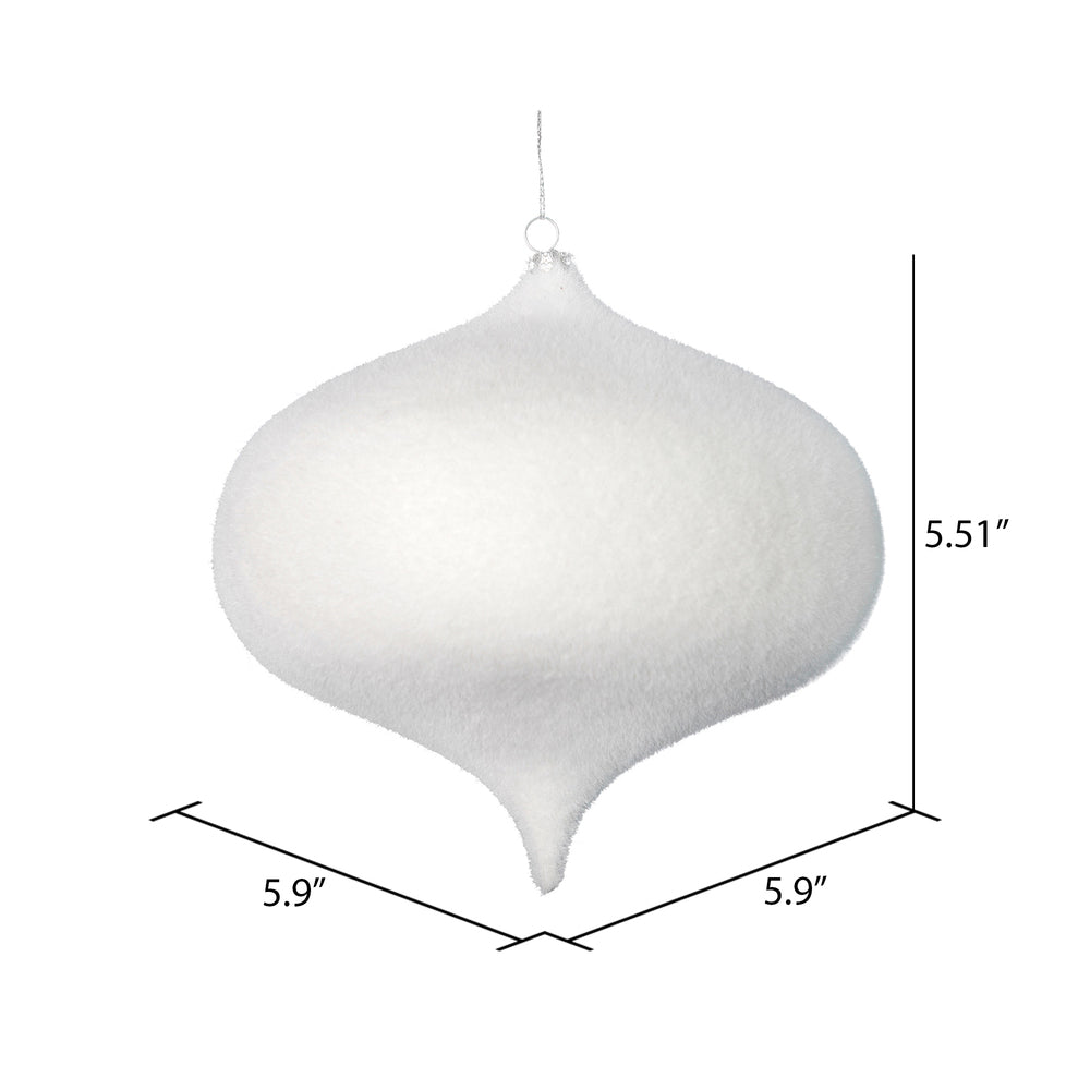 Vickerman 6" White Flocked Onion Christmas Ornament 4 per Bag