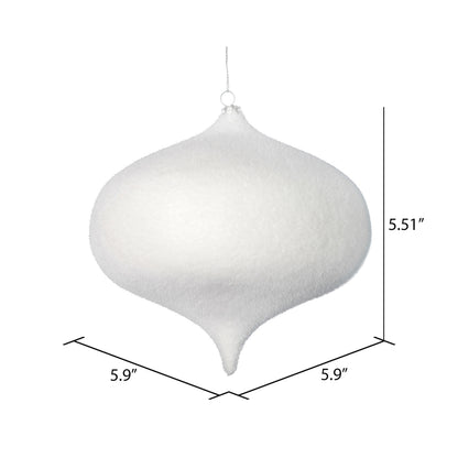 Vickerman 6" White Flocked Onion Christmas Ornament 4 per Bag