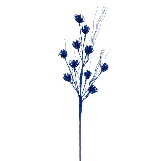 Vickerman 30" Blue Mini Flower Glitter Spray 6 per bag.