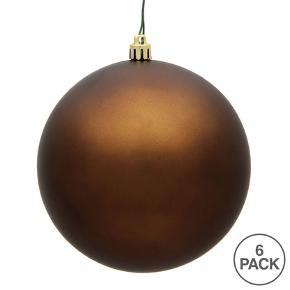 Vickerman 4" Mocha Matte Ball Ornament 6 per Bag
