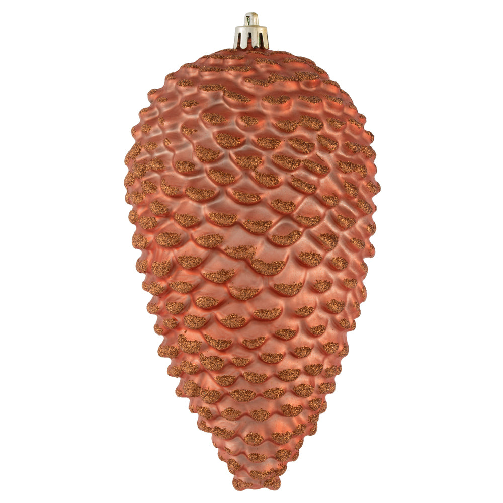 Vickerman 7" Coral Matte Glitter Pinecone Christmas Ornament 4 per set