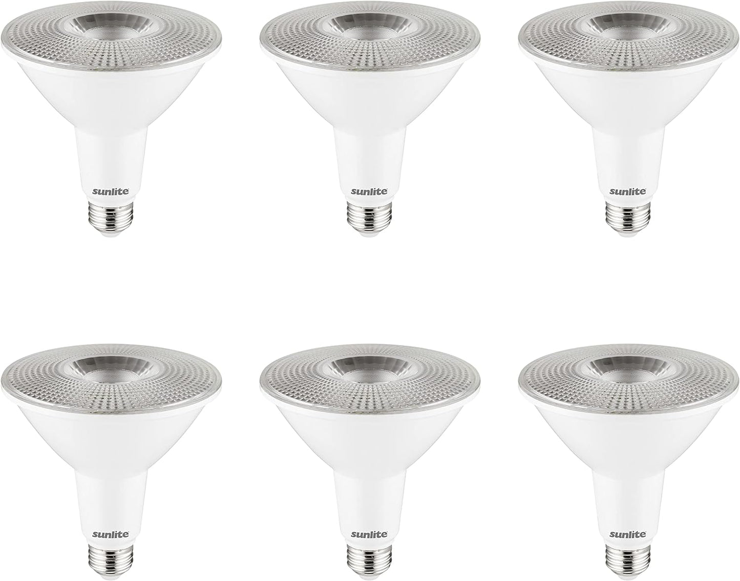 Sunlite LED PAR38 Long Neck Spotlight Bulb, 15 Watt (100W Halogen EQ), 1200 Lm, 40° Flood Beam, Medium E26 Base, 90 CRI, Waterproof, Dimmable, T20/T24/CEC & UL Listed, 3000K Warm White, 6 Count