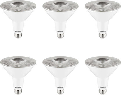 Sunlite LED PAR38 Long Neck Spotlight Bulb, 15 Watt (100W Halogen EQ), 1200 Lm, 40° Flood Beam, Medium E26 Base, 90 CRI, Waterproof, Dimmable, T20/T24/CEC & UL Listed, 3000K Warm White, 6 Count