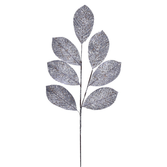 Vickerman 27" Artificial Silver Glitter Leaf Christmas Spray 4 per bag