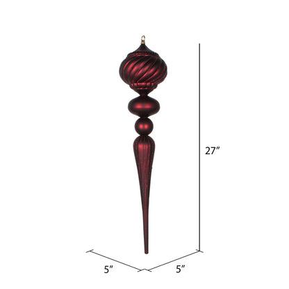 Vickerman 27" Burgundy Matte Onion Finial Ornament with Glitter Accents