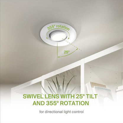 ASD Lighting LED Round Recessed Mini Panel Gimbal Airtight 3" 6W 120V Dimmable CCT Selectable 2700/3000/3500/4000/5000K White UL 6pack