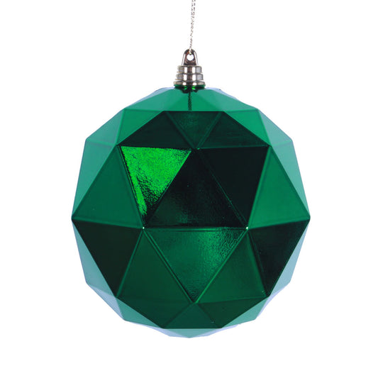 Vickerman 8" Green Shiny Geometric Ball Ornament
