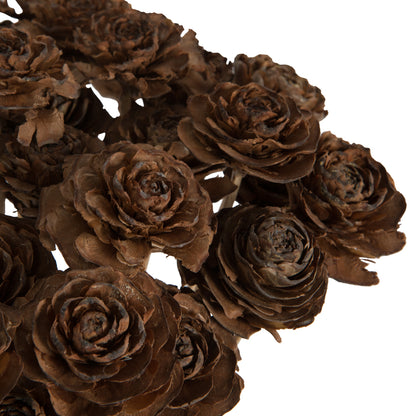 Vickerman Natural Botanicals 1.3"-1.75" Cedar Rose Natural on Stem. Includes 50 pieces per polybag.