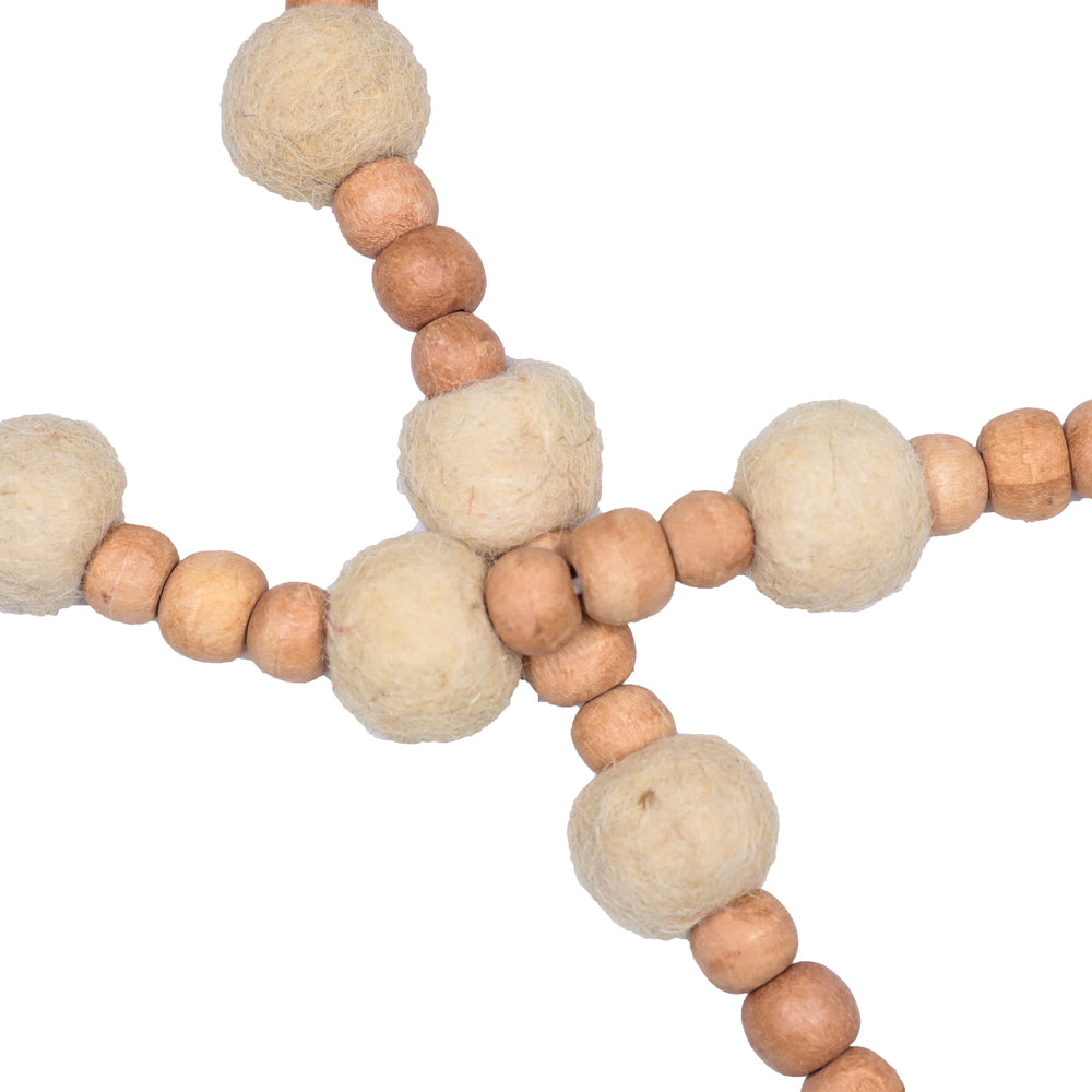 Vickerman 72" Natural Wood and Felt Pom Pom Garland