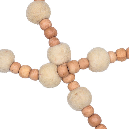 Vickerman 72" Natural Wood and Felt Pom Pom Garland