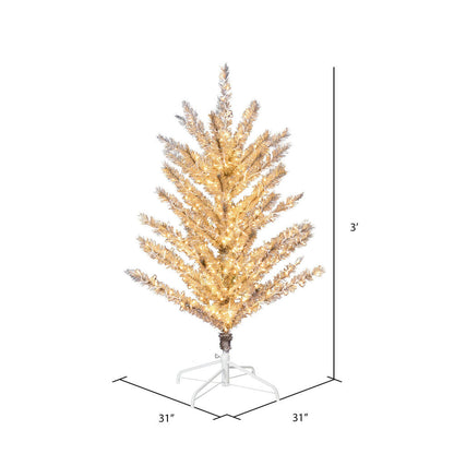 Vickerman 3' x 31" Vintage Aluminum Artificial Tree Warm White Low Voltage LED 3mm Lights.