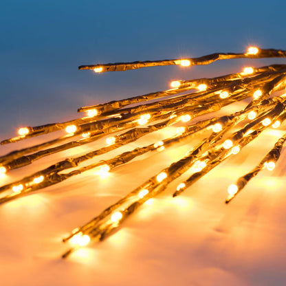 Vickerman 60 Gold Wide Angle LED Twig Light Set on Brown Wire Pack of 3