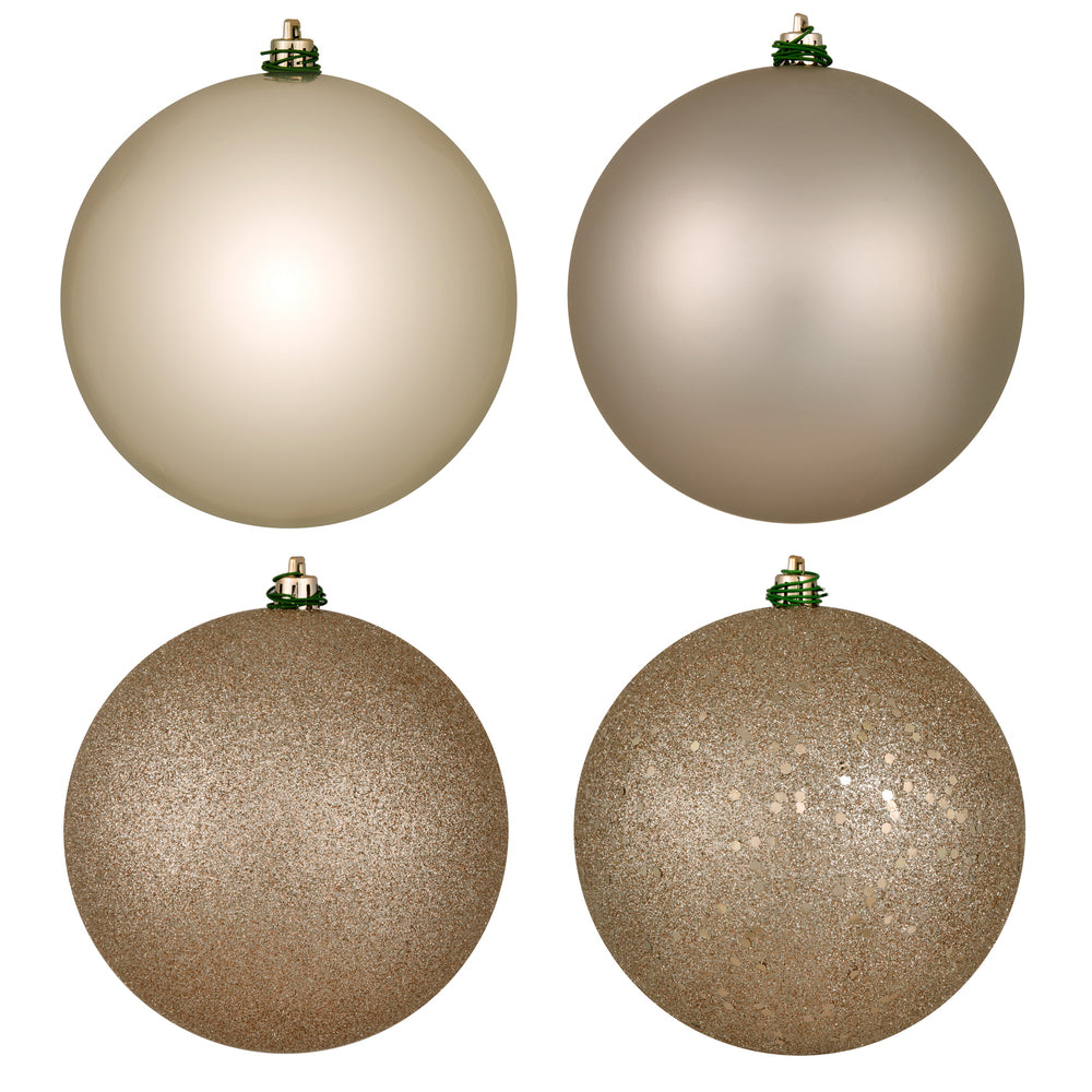 Vickerman 8" Oat 4-Finish Ball Ornament Assortment 4 per Bag