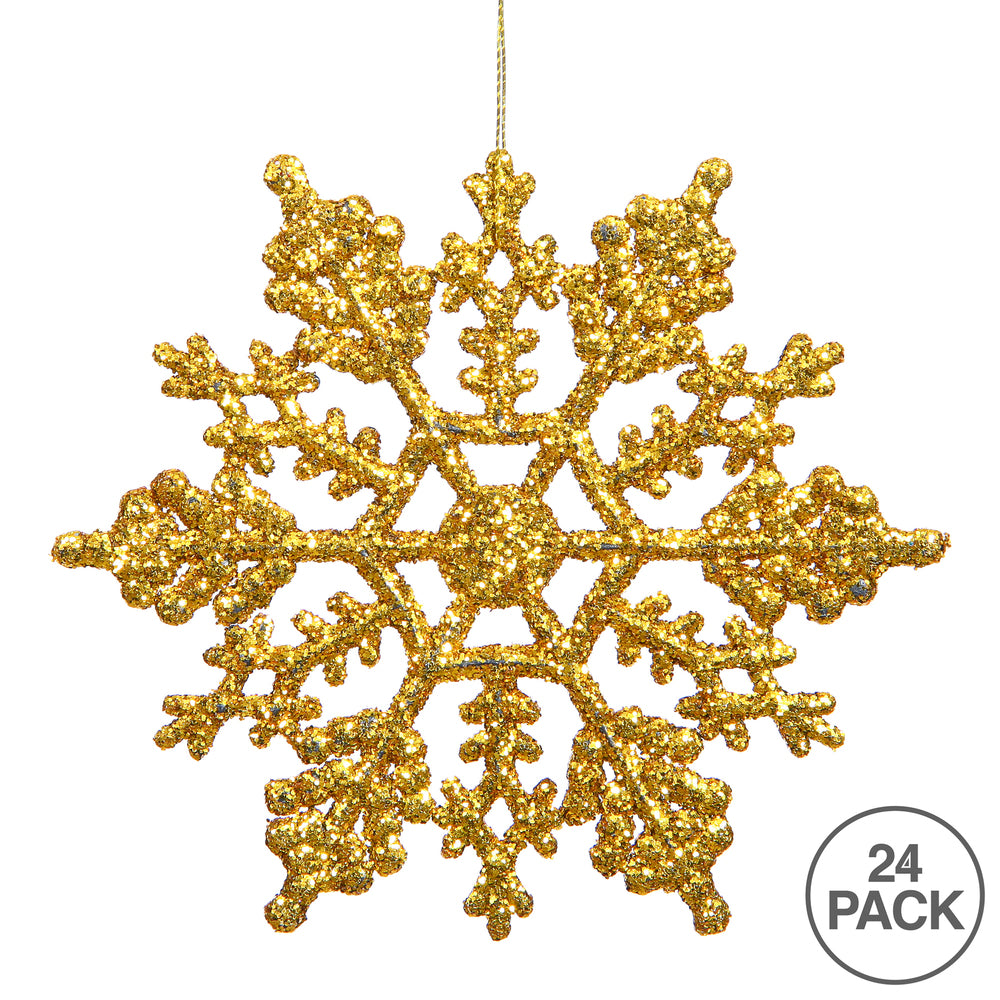 Vickerman 4" Antique Gold Glitter Snowflake Christmas Ornament 24 per Box