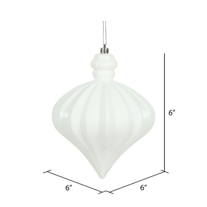 Vickerman 6" White Matte Onion Drop Christmas Ornament 4 per Bag