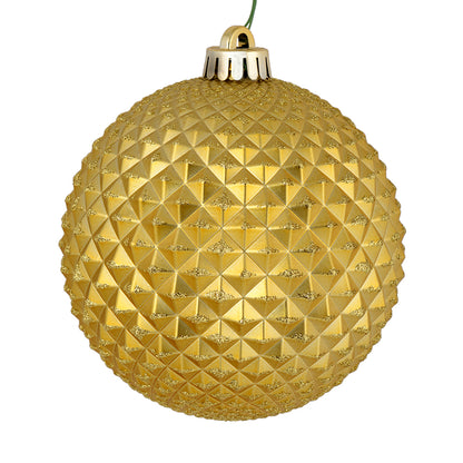 Vickerman 6" Gold Durian Glitter Ball Ornament 4 per Bag