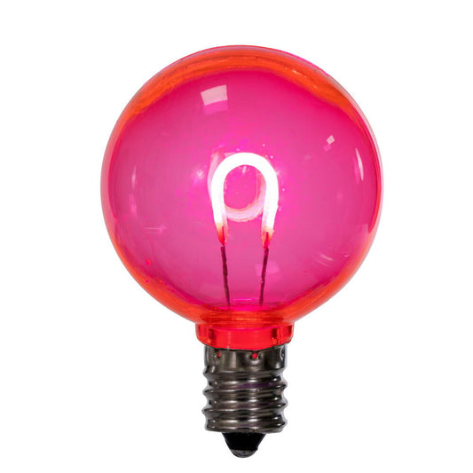 Vickerman G40 Transparent U-Shaped Filament Pink Bulb, E12 Base, .6 Watts, 25 Pcs Assorted/Bag.  Colors included are Blue, Red, Green, Purple and Amber.