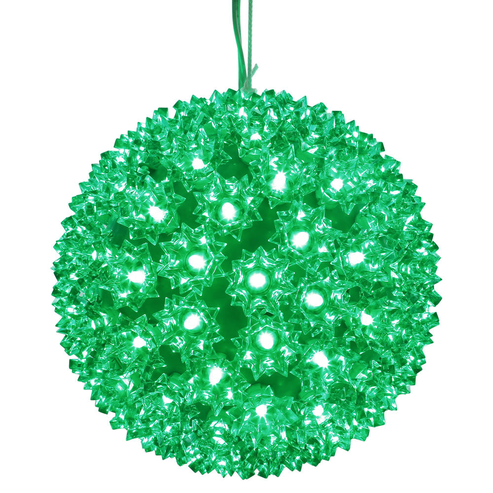 Vickerman 7.5" Starlight Sphere Christmas Ornament with 100 Green Wide Angle LED Lights