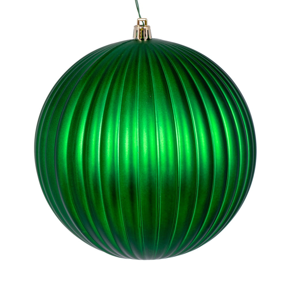 Vickerman 6" Green Matte Lined Ball Ornament 4 per Bag.