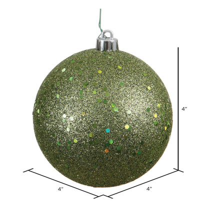 Vickerman 4" Olive Sequin Ball Ornament 6 per Bag