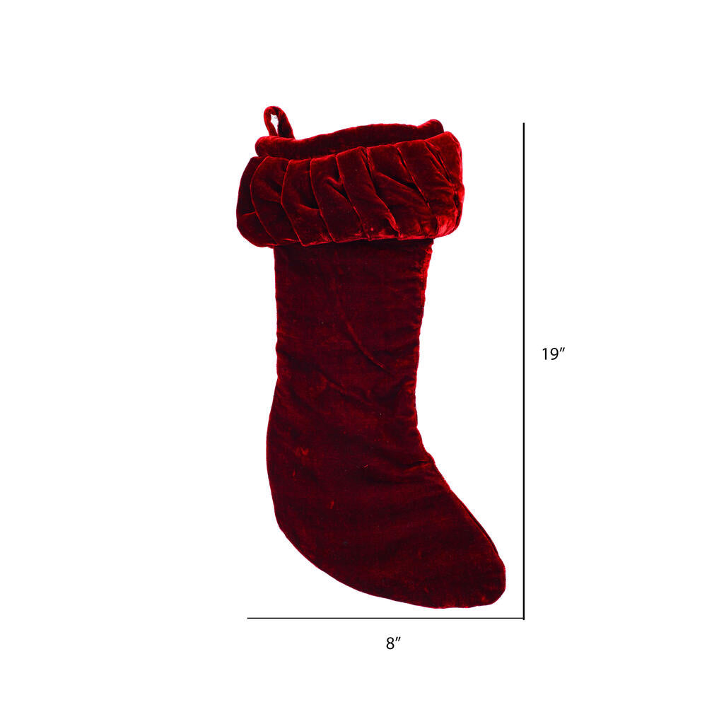 Vickerman 8" x 19" Plush Wine Velvet Christmas Stocking