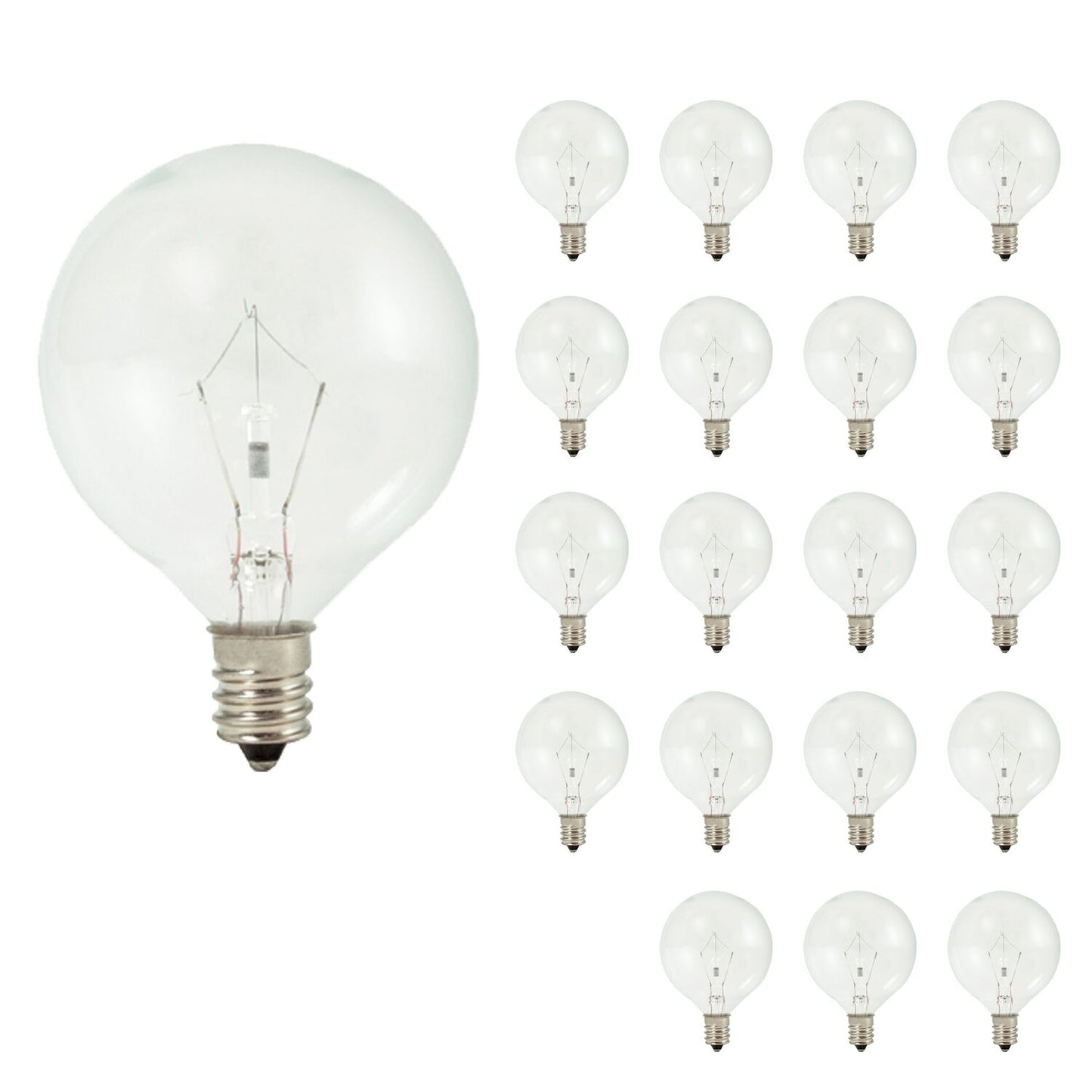 BULBRITE KRYPTON G16.5 CANDELABRA SCREW (E12) 25W DIMMABLE LIGHT BULB 2700K/WARM WHITE 20PK (461225)