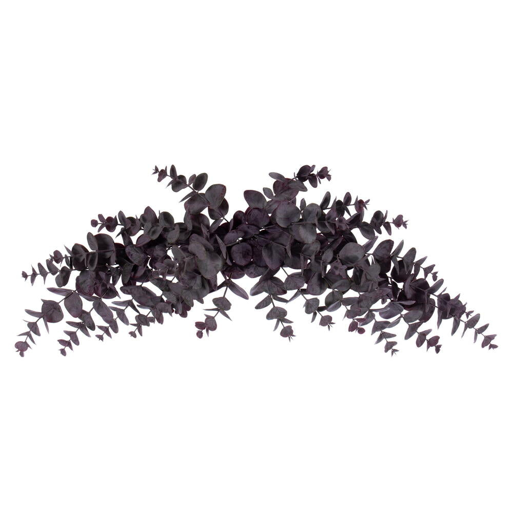 Vickerman 32" Artificial Burgundy Spiral Eucalyptus Crescent Swag
