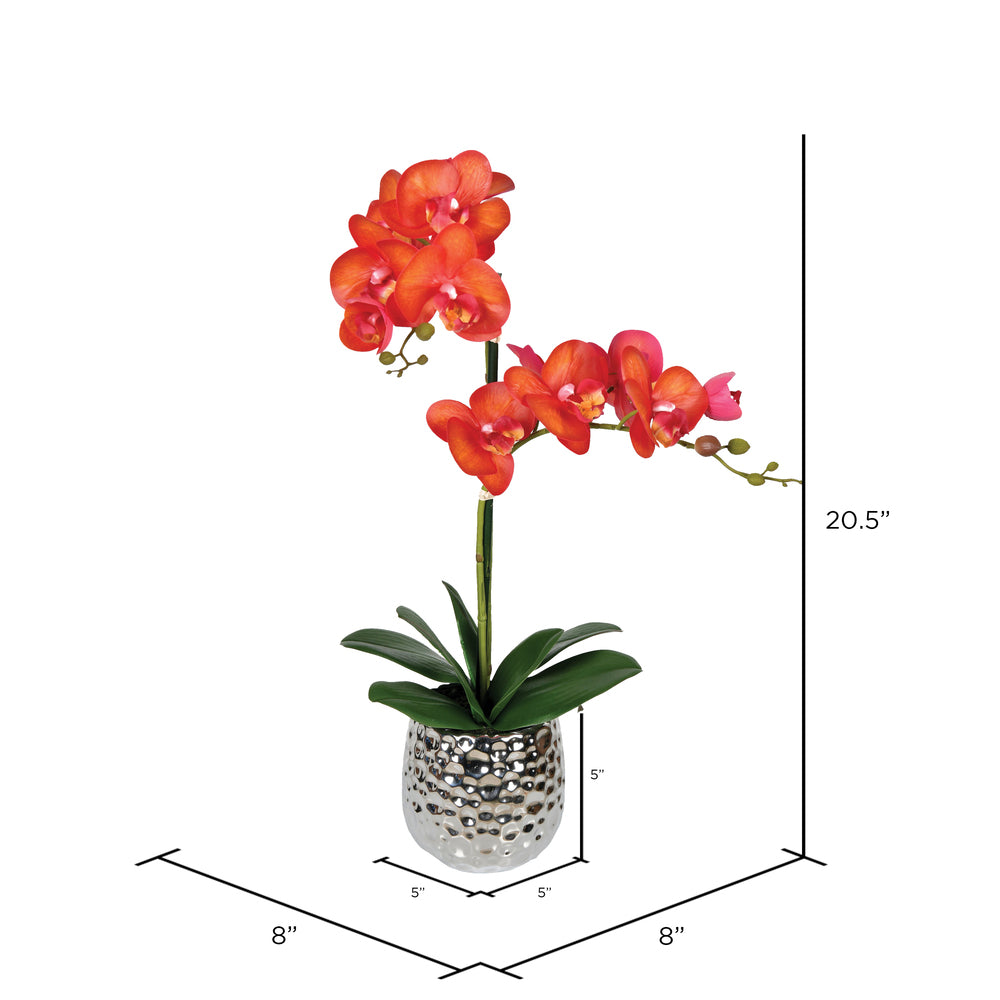 Vickerman 20.5" Artificial Potted Real Touch Red Phalaenopsis Spray.
