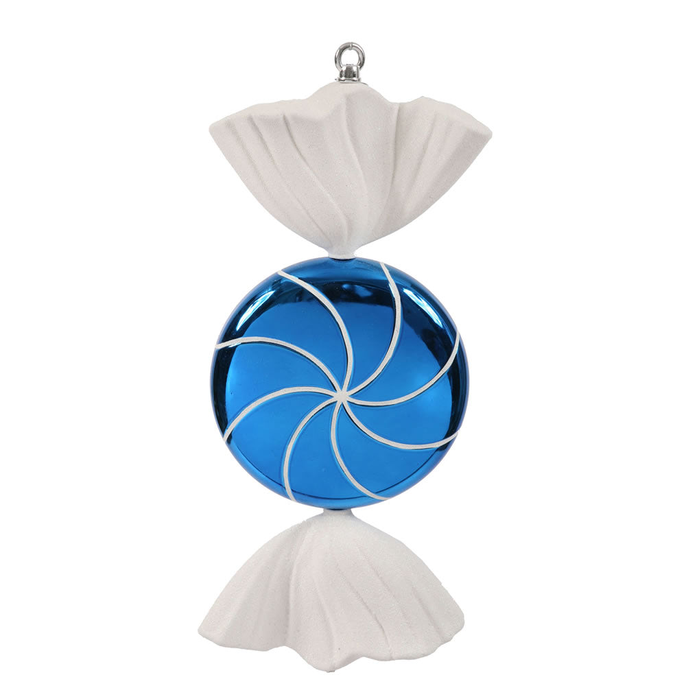 Vickerman 18.5" Blue-White Swirl Candy Christmas Ornament