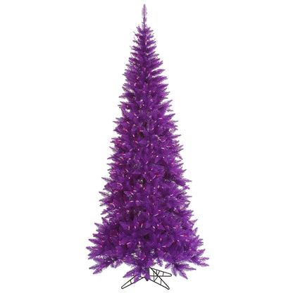 Vickerman 7.5' Purple Fir Slim Artificial Christmas Tree Purple  Dura-lit LED Lights
