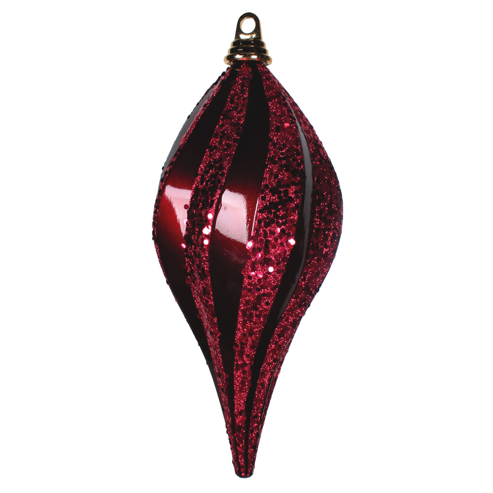 Vickerman 12'' Burgundy Glitter Swirl Drop Christmas Ornament