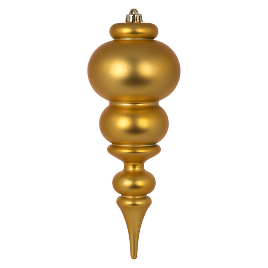 Vickerman 14" Honey Gold Matte Plastic Finial UV Resistant with Drilled Neck and Cap Secured with Green Floral Wire