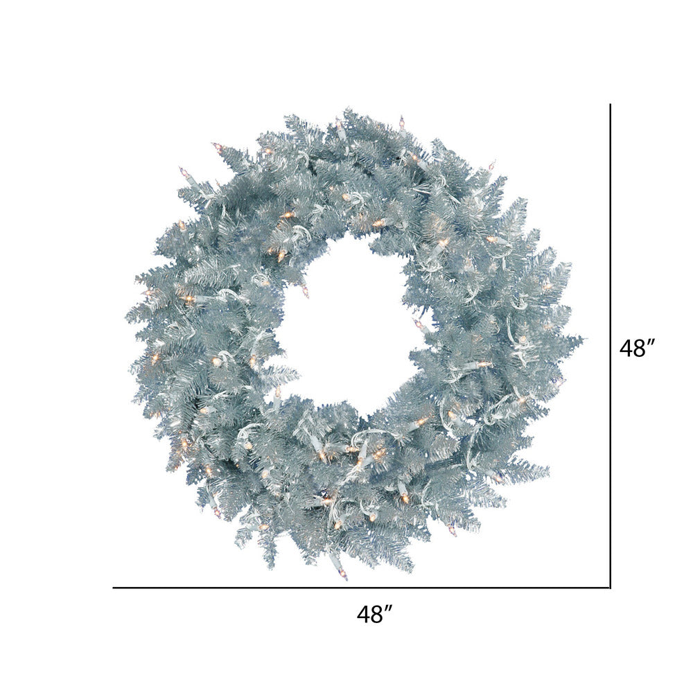 Vickerman 48" Silver Fir Artificial Christmas Wreath Warm White Dura-Lit LED lights.