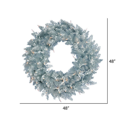 Vickerman 48" Silver Fir Artificial Christmas Wreath Warm White Dura-Lit LED lights.