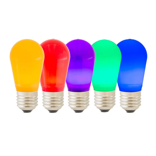 Vickerman S14 LED Multi Ceramic Bulb 1.3 Watts, 130V, E26 Medium Nickel Base,5 per pack.