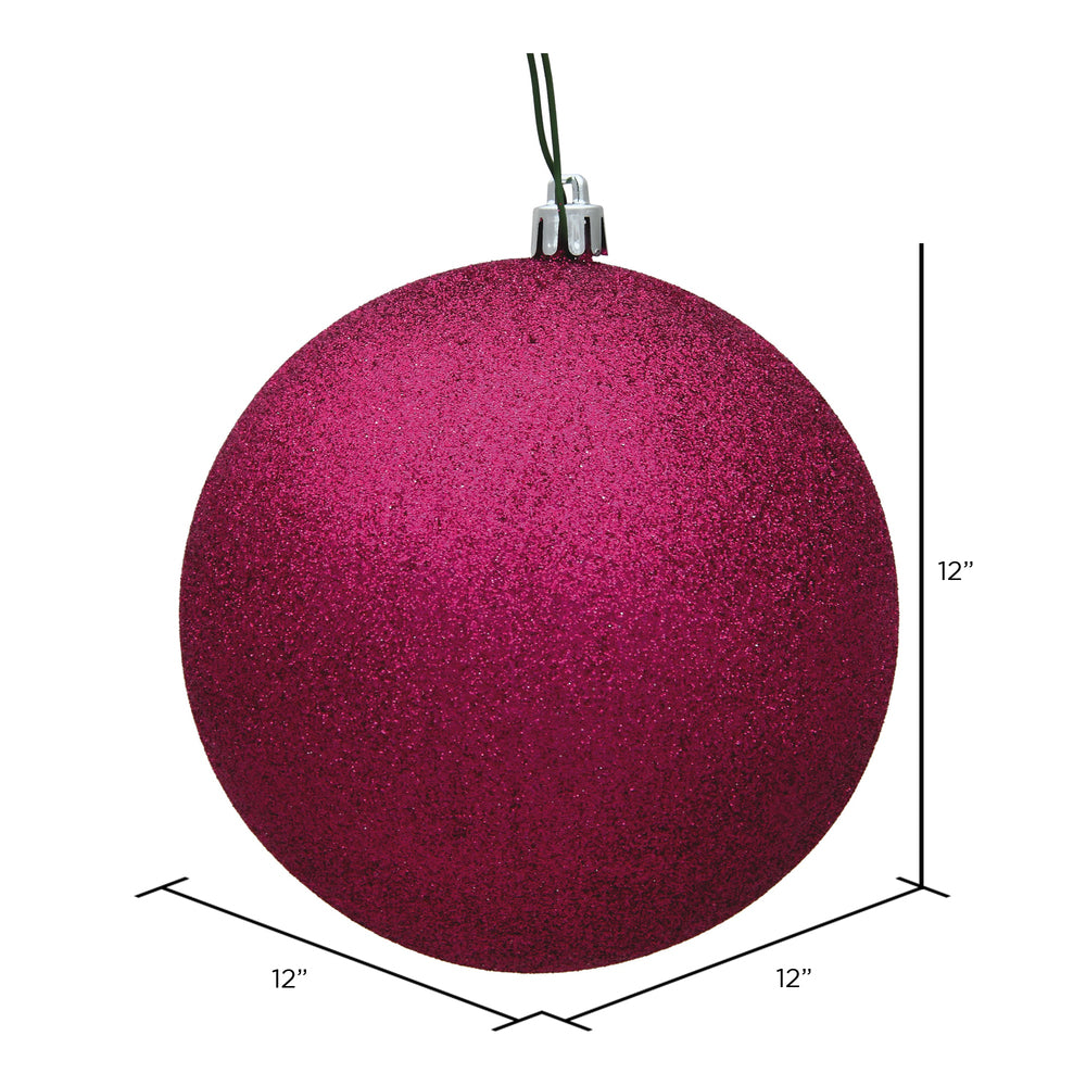 Vickerman 12" Fuchsia Glitter Ball Ornament