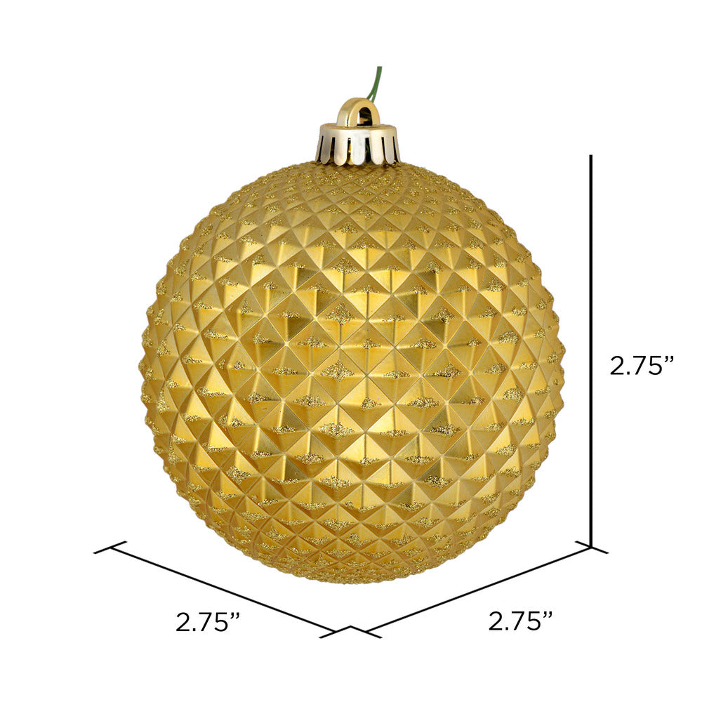 Vickerman 2.75" Gold Durian Glitter Ball Ornament 12 per Bag