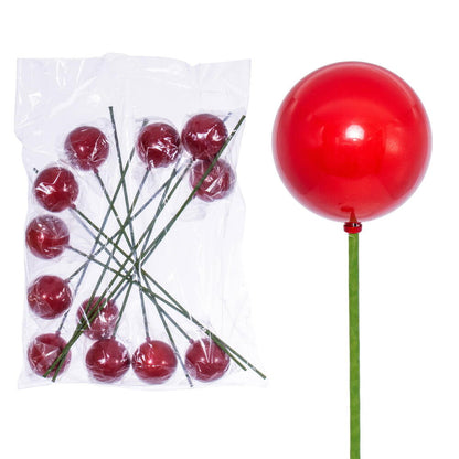 Vickerman 3" x 18" Red Pearl Ball Ornament Stick 12 per bag.