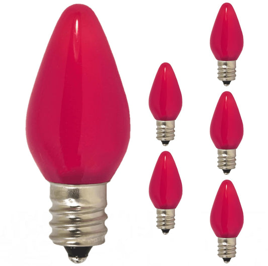 Damar- C7 LED Replacement Christmas Light Bulbs Twinkle Solid Pink Color 0.96W E12 Candelabra Base 100-130V Pack of 6- Shatterproof String Lights for Patio Holiday Party Decor Xmas Tree
