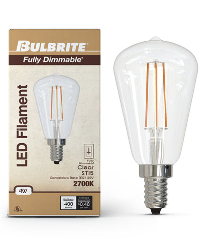 Bulbrite 776821 4W LED ST15 2700K FILAMENT FULLY COMPATIBLE DIMMING